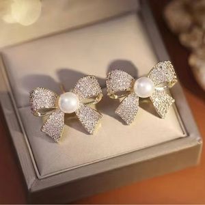Pearl Bow Elegant Stud Earrings